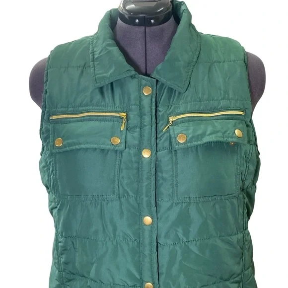 Kim Rogers Women's plus size 1X  Green Quilted lightweight puffer Vest - Picture 2 of 7